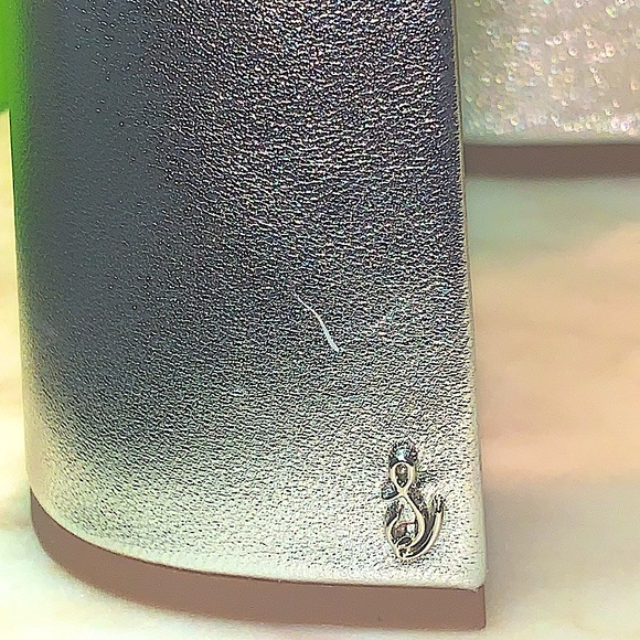 SAM EDELMAN PLATFORM SANDAL SILVER LEATHER RHINESTONES 8 1/2 NEW IN BOX - Picture 12 of 15